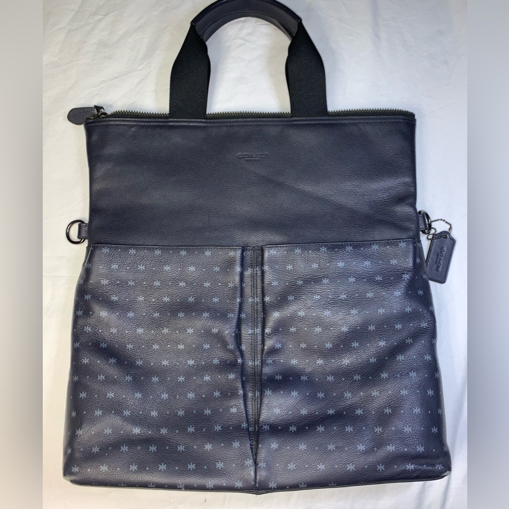 Coach Charles fold over tote navy blue